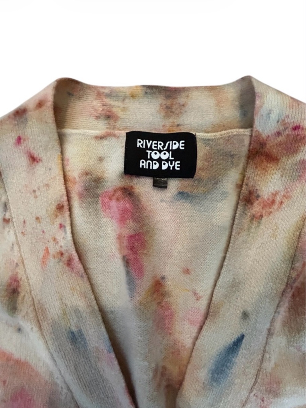 Riverside Tool and Dye Tie-Dye Cardigan - Cream with Multicolor Splatter - Picture 4 of 5
